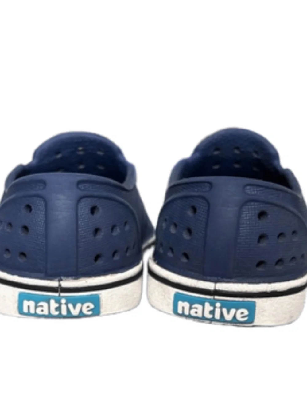 Native Shoes Miles Slip-On Sneaker Kids C7 Unisex, Navy/White | Washed & Ready